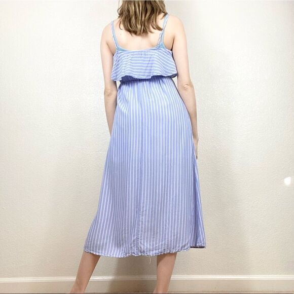 After Market Light Blue & White Striped Midi Dress - Picture 2 of 5